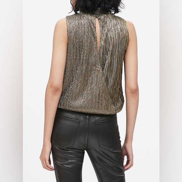 Banana Republic Metallic High Neck Blouse Sleeveless Small - Picture 5 of 5